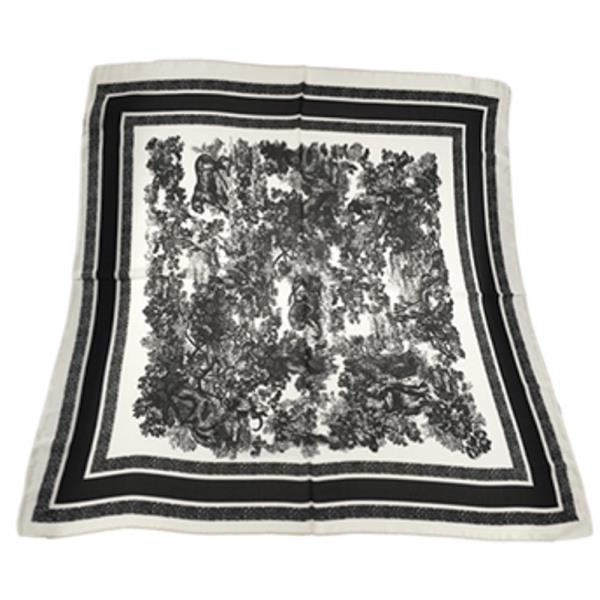 SATIN TOILE DE JOUY PRINT SQUARE BANDANA NECK SCARF