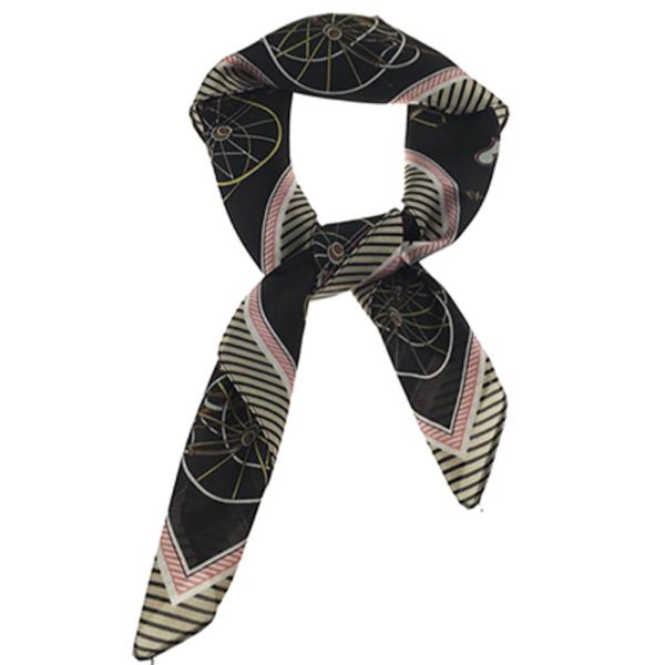SATIN VINTAGE CARRIAGE PRINT SQUARE BANDANA NECK SCARF
