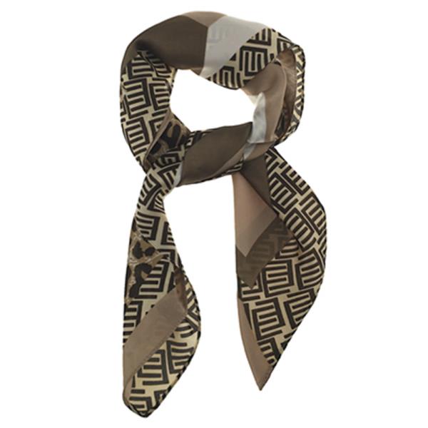 SATIN LEOPARD GREEK KEY PRINT SQUARE BANDANA NECK SCARF