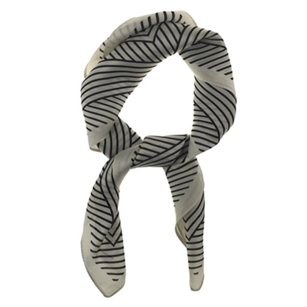 SATIN MINIMALIST STRIPE PRINT SQUARE BANDANA NECK SCARF