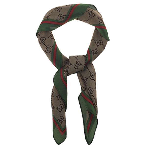 CHIFFON MONOGRAM PRINT SQUARE BANDANA NECK SCARF