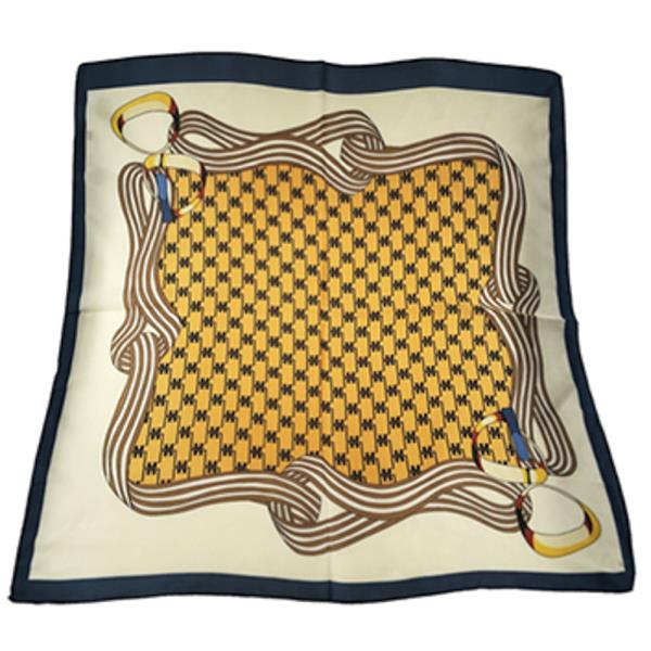 SATIN HOUNDSTOOTH SWIRL PRINT SQUARE BANDANA NECK SCARF