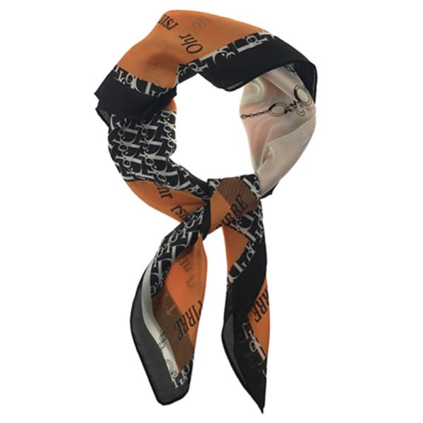 SATIN CHAIN LETTER PATCHWORK PRINT SQUARE BANDANA NECK SCARF