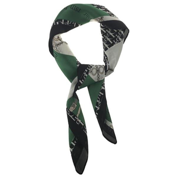 SATIN CHAIN LETTER PATCHWORK PRINT SQUARE BANDANA NECK SCARF