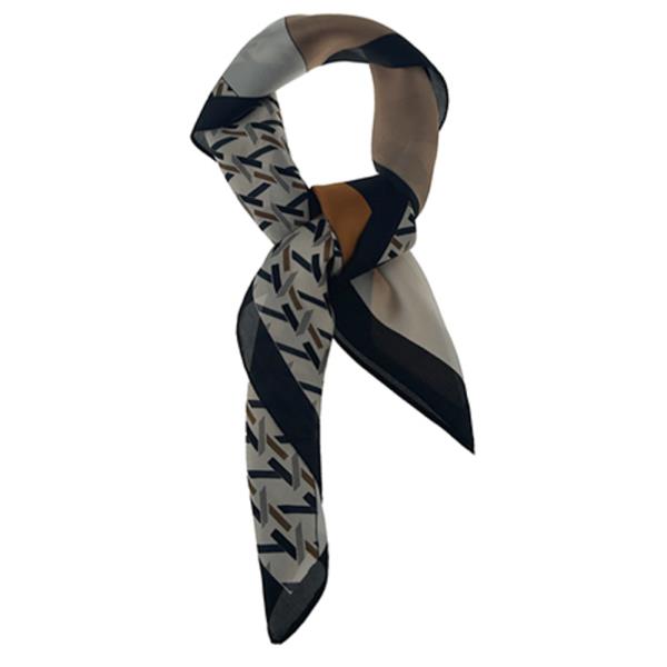SATIN ABSTRACT GEOMETRIC PRINT SQUARE BANDANA NECK SCARF