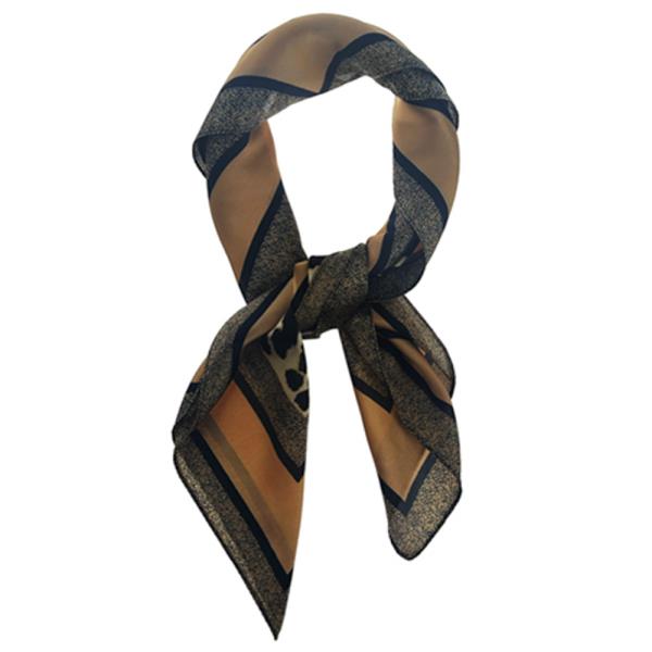 CHIFFON LEOPARD PRINT SQUARE BANDANA NECK SCARF