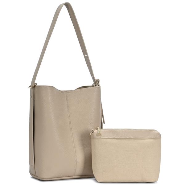 2IN1 SMOOTH SHOULDER HOBO BAG W POUCH SET