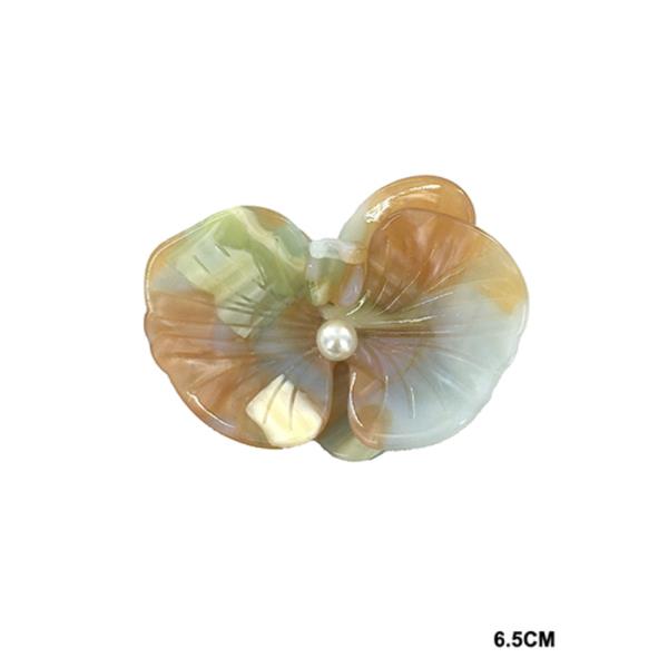 ACRYLIC SCULPTED FLOWER PEARL ACCENT HAIR CLAW JAW CLIP