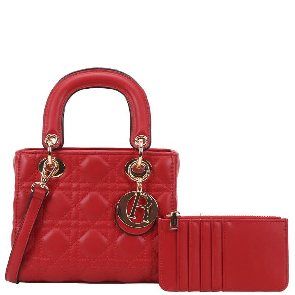 2IN1 QUILTED DESIGN MINI SATCHEL W WALLET SET