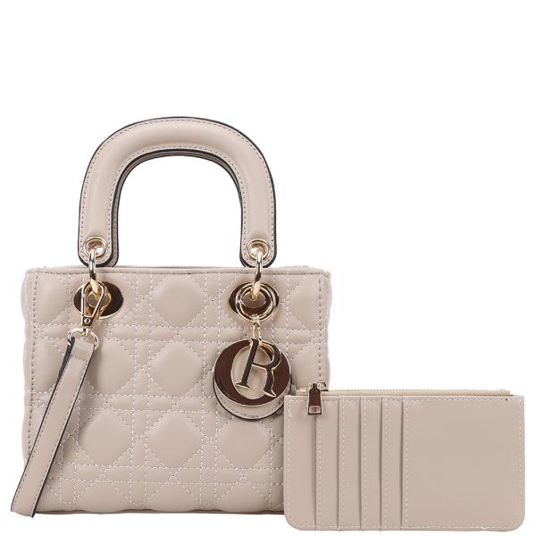 2IN1 QUILTED DESIGN MINI SATCHEL W WALLET SET