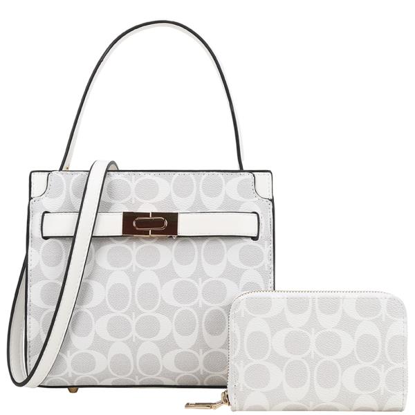 2IN1 OVAL PRINT PATTERN SATCHEL W WALLET SET