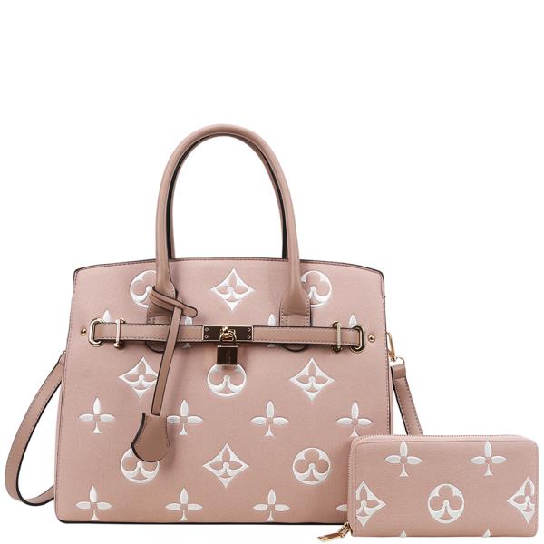 2IN1 DESIGN PRINT HANDLE SATCHEL W WALLET SET