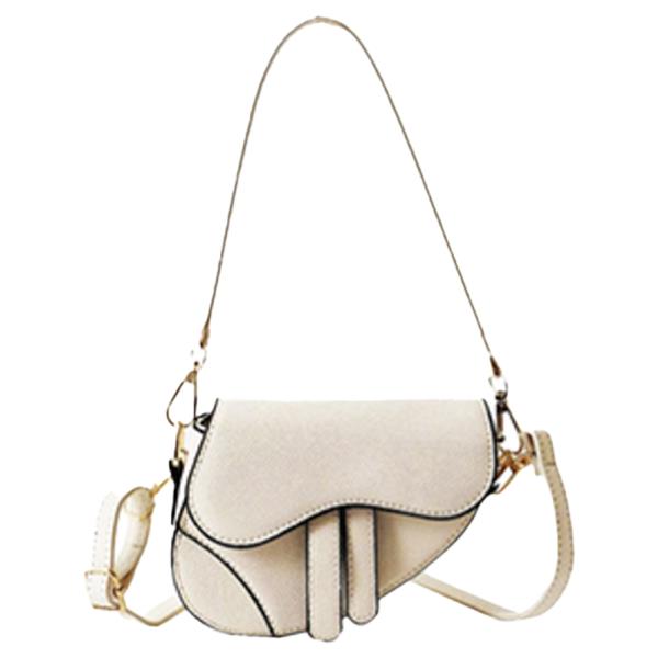 FAUX LEATHER SHOULDER SADDLE BAG