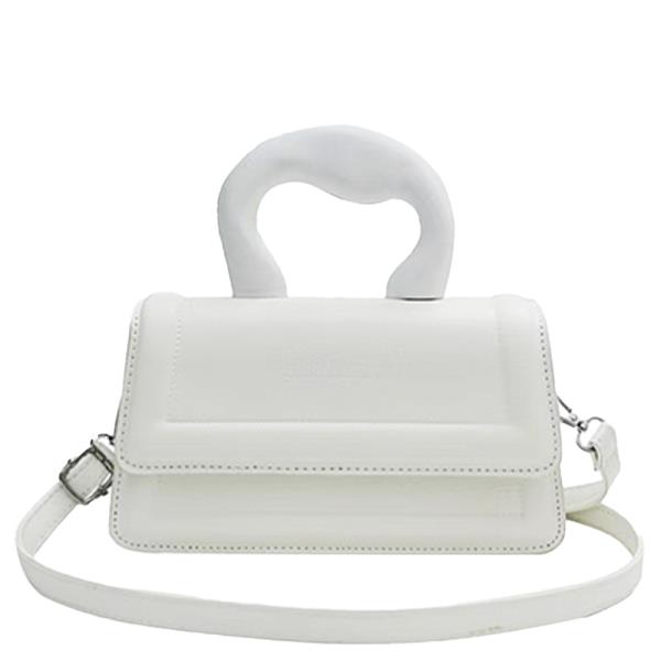 FAUX LEATHER HANDBAG RECTANGLE SCULPTED HANDLE