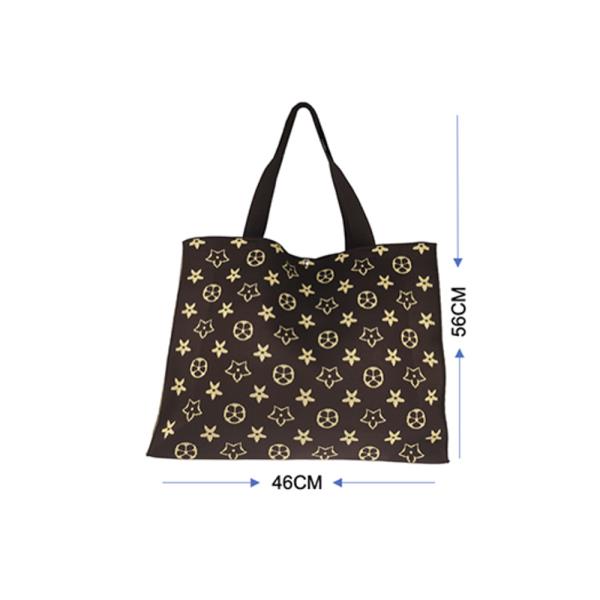 KNIT RECTANGLE STAR PATTERN TOTE BAG