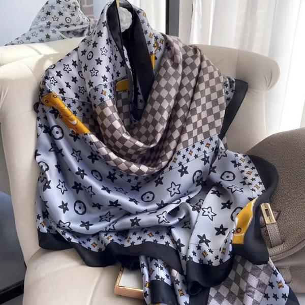 FLOWER SILKY LIGHTWEIGHT OBLONG SCARF