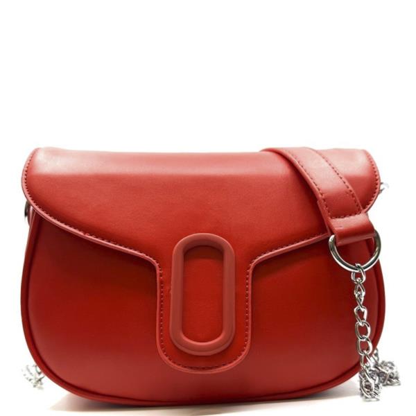 FAUX LEATHER CROSSBODY BAG WITH CHAIN STRAP