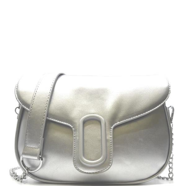 FAUX LEATHER CROSSBODY BAG WITH CHAIN STRAP