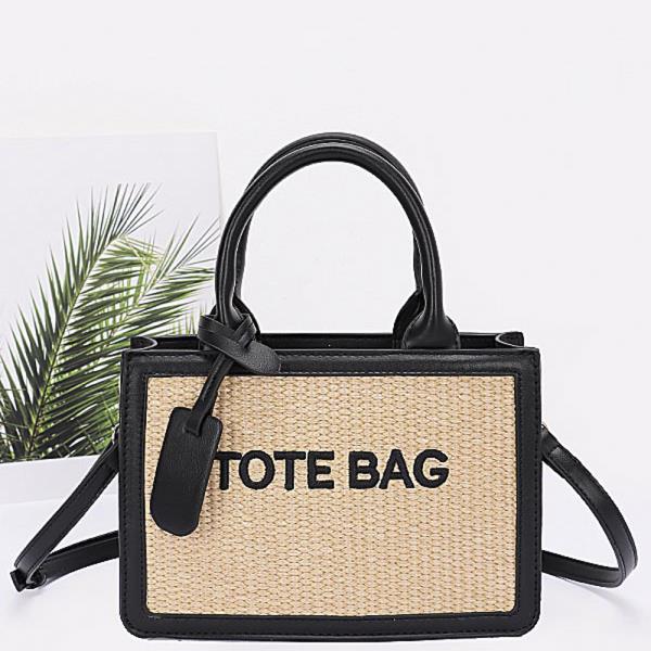 FAUX STRAW TOTE BAG