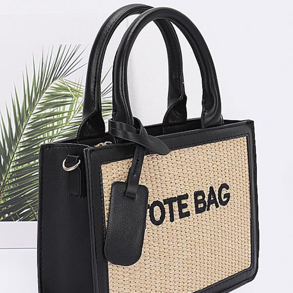 FAUX STRAW TOTE BAG