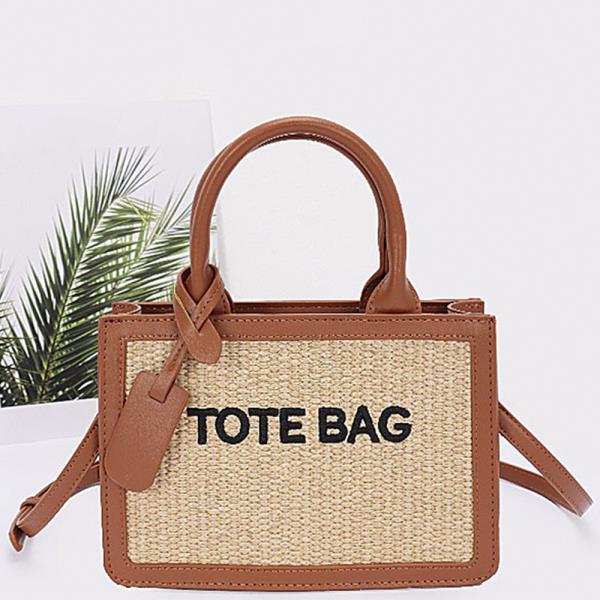 FAUX STRAW TOTE BAG