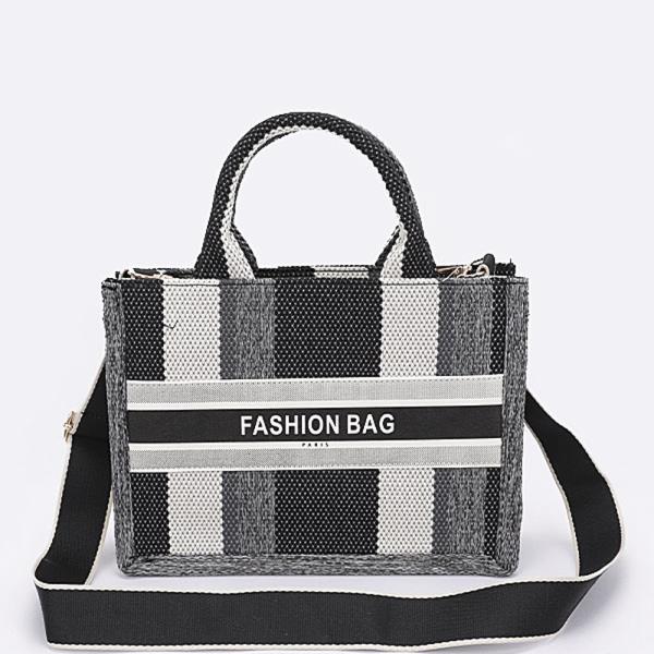 MULTI STRIPE PATTERN CANVAS TOTE BAG
