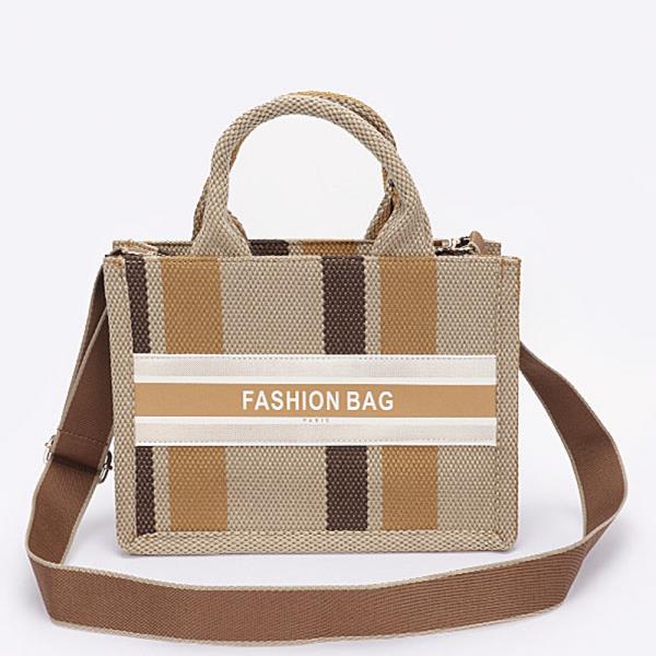 MULTI STRIPE PATTERN CANVAS TOTE BAG