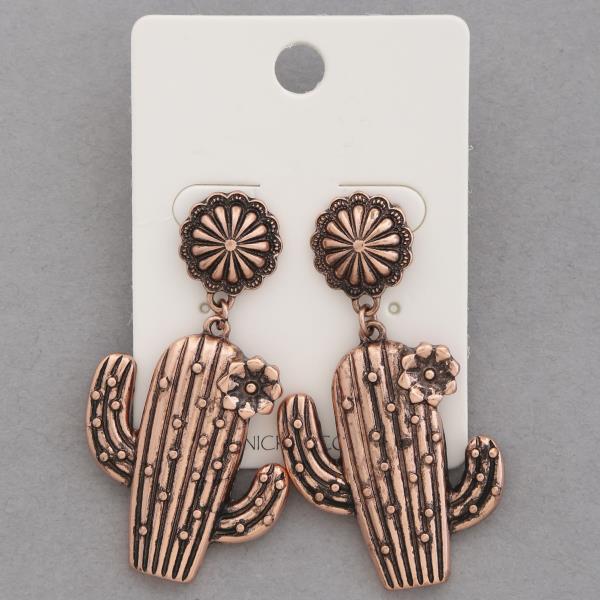 WESTERN STYLE CACTUS METAL DANGLE EARRING