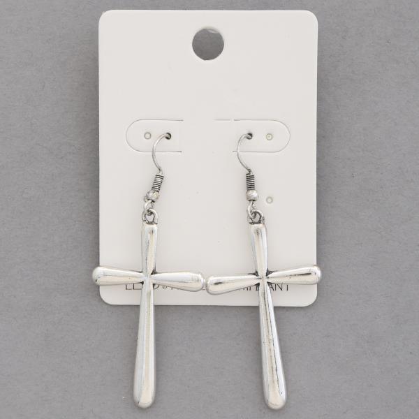 CROSS METAL DANGLE EARRING