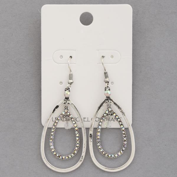 DOUBLE TEARDROP DANGLE METAL EARRING