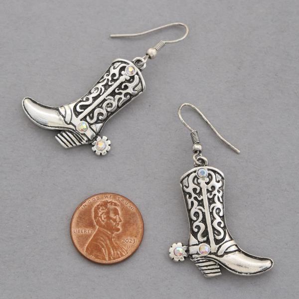 WESTERN STYLE BOOT METAL DANGLE EARRING