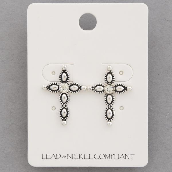 CROSS DANGLE METAL EARRING