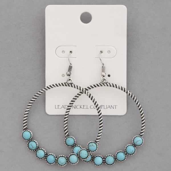 WESTERN STYLE TURQUOISE BEAD DANGLE EARRING