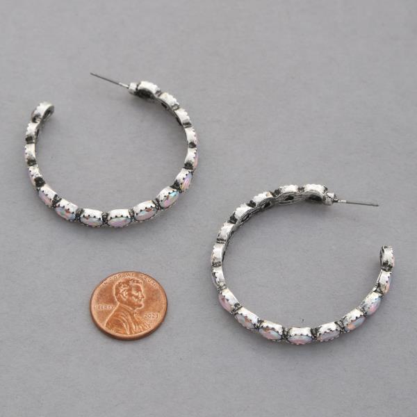 RHINESTONE EDGE OPEN HOOP EARRING