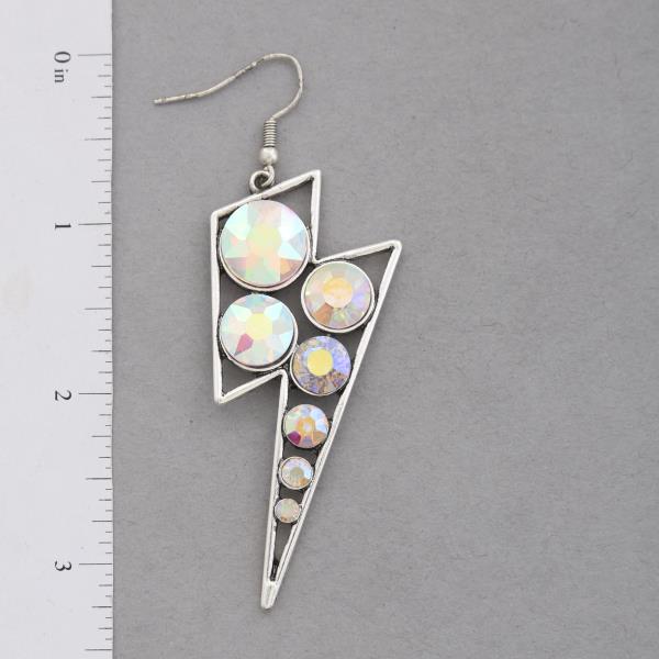 RHINESTONE LIGHTNING BOLT DANGLE EARRING