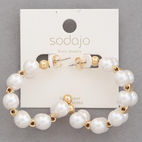 SODAJO PEARL OPEN HOOP GOLD DIPPED EARRING