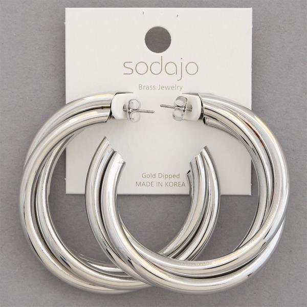 SODAJO DOUBLE OPEN HOOP GOLD DIPPED EARRING