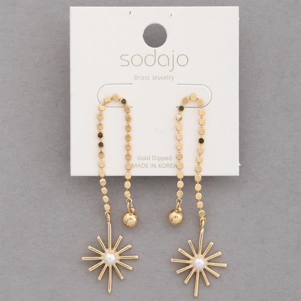 SODAJO STARBURST U SHAPE GOLD DIPPED DANGLE EARRING