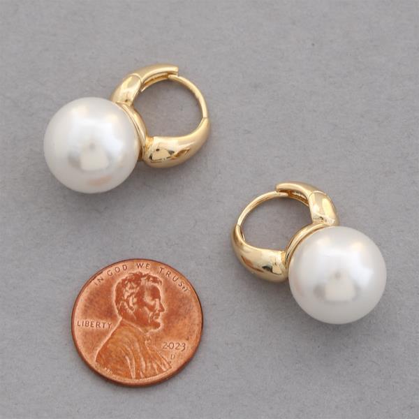 SODAJO PEARL BEAD HUGGIE GOLD DIPPED EARRING