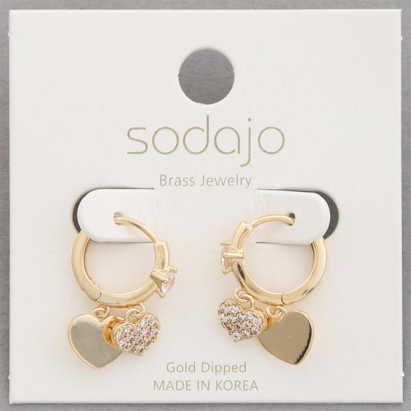 SODAJO HEART CHARM HUGGIE GOLD DIPPED EARRING