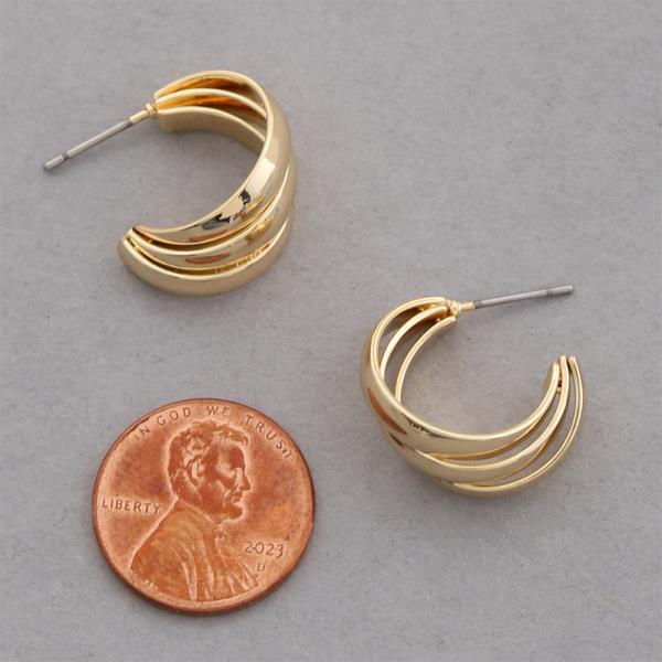 SODAJO TRIPLE HOOP GOLD DIPPED EARRING