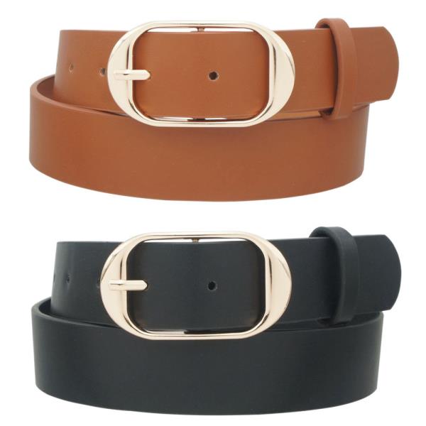 PLUS SIZE ANGLED CURVED OVAL BUCKLE BELT