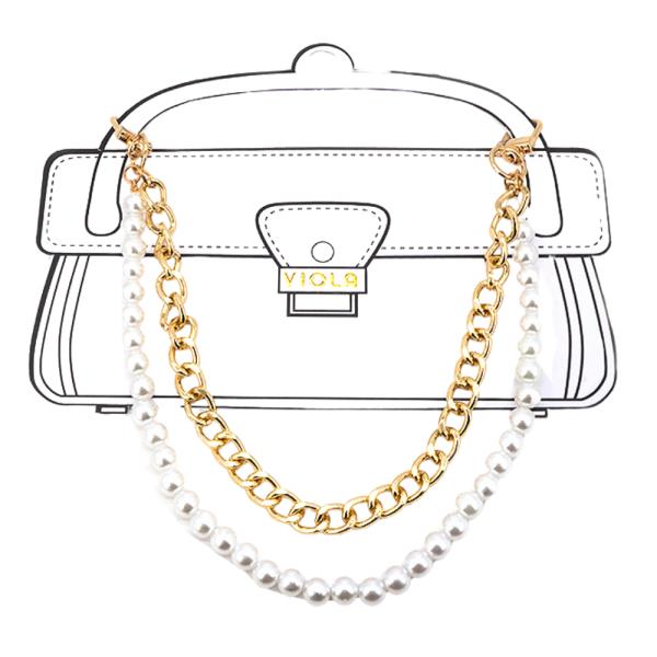 2 LAYER LINK & PEARL BAG CHAIN