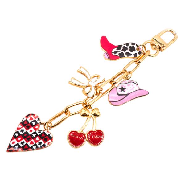 WESTERN THEME W/ HEART CHERRY BAG CHARMS