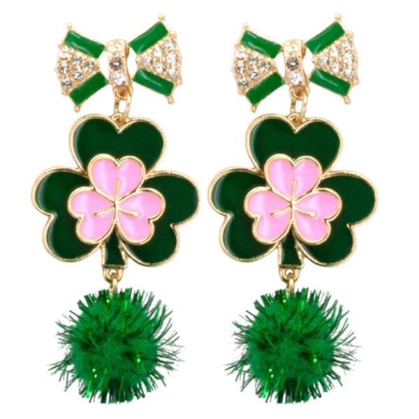 BOW POST TIERED CLOVER EARRING