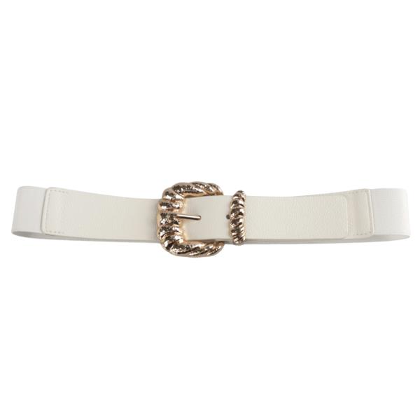 TEXTURED ELASTIC BELT WITH GOLD TWIST BUCKLE