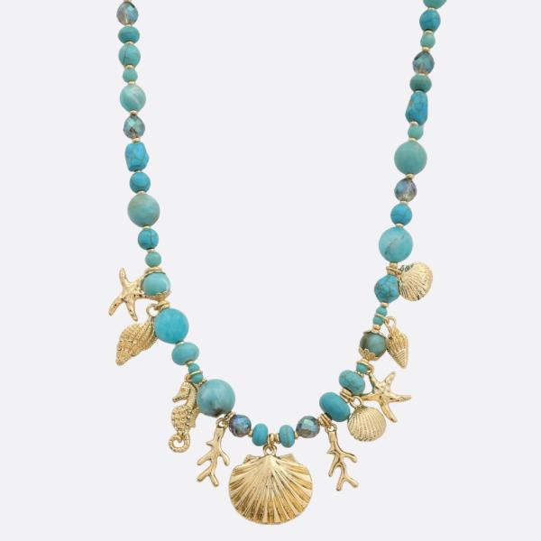 SEA LIFE MULTI CHARM BEADED NECKLACE