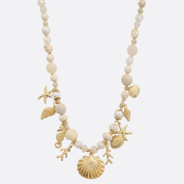 SEA LIFE MULTI CHARM BEADED NECKLACE