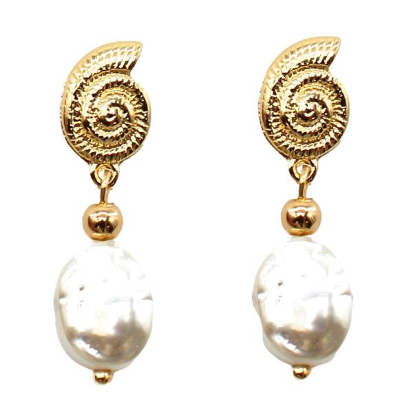 SWIRL PEARL BEAD DANGLE EARRING