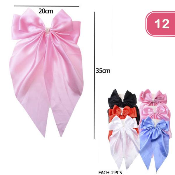 RIBBON HAIR BOW PIN (12 UNITS)